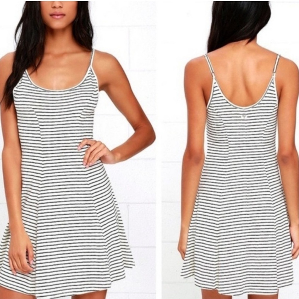 Billabong Black & White Striped Tank Dress – Size Large